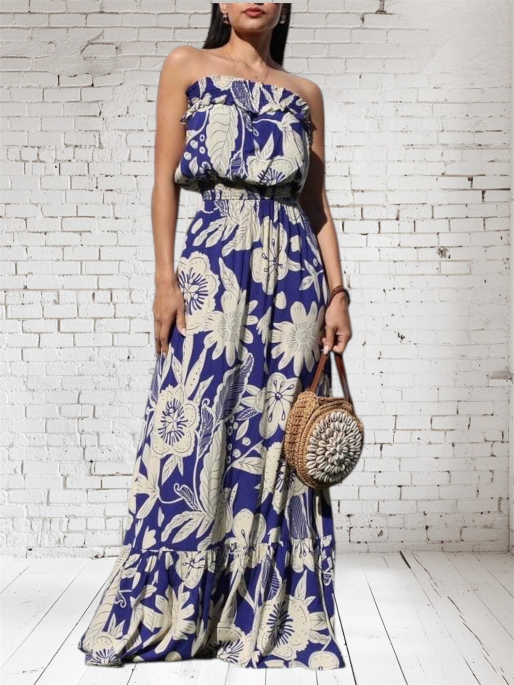 DD6800 Floral printed maxi dress