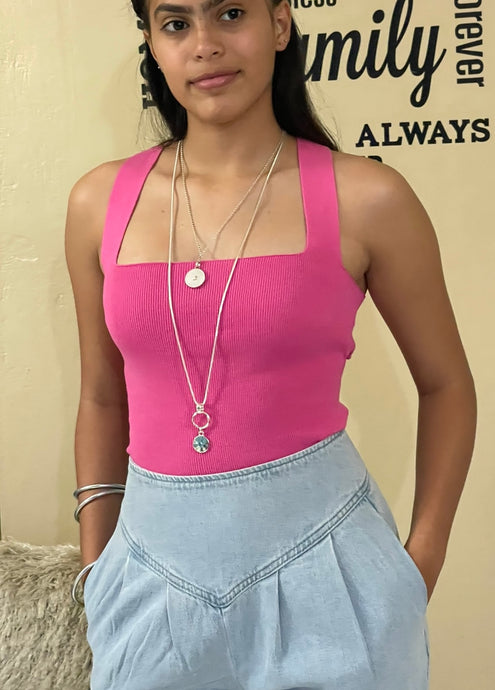 Cross crop top (pink)